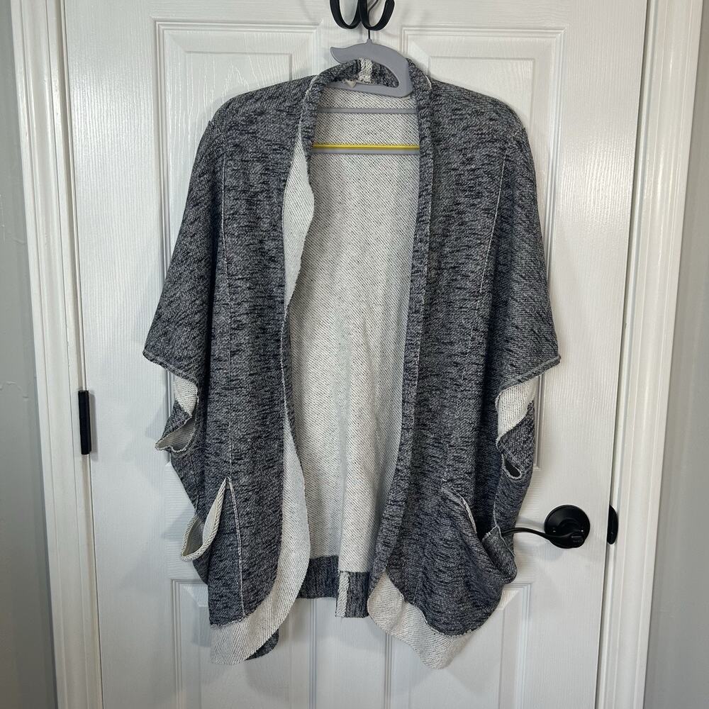 Soft Surroundings Blue White Space Dye Open Front Cardigan Oversized Size S/M